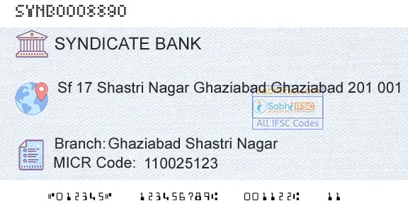 Syndicate Bank Ghaziabad Shastri NagarBranch 