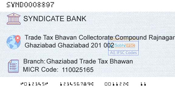 Syndicate Bank Ghaziabad Trade Tax BhawanBranch 