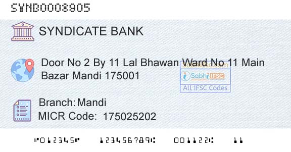Syndicate Bank MandiBranch 