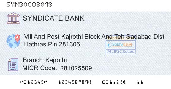Syndicate Bank KajrothiBranch 