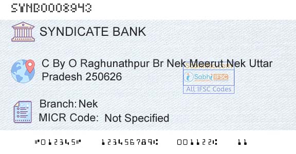 Syndicate Bank NekBranch 
