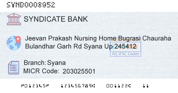 Syndicate Bank SyanaBranch 