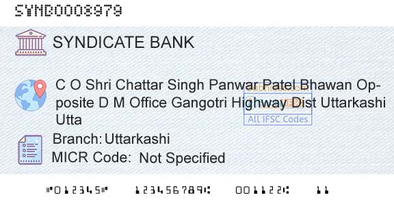 Syndicate Bank UttarkashiBranch 