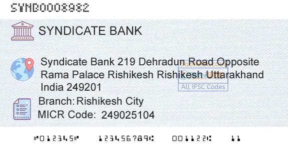 Syndicate Bank Rishikesh CityBranch 