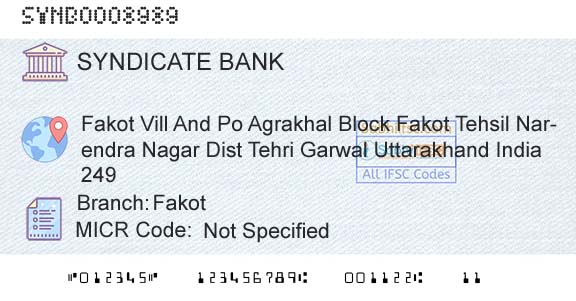 Syndicate Bank FakotBranch 