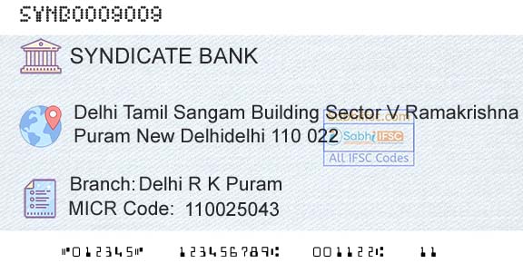 Syndicate Bank Delhi R K PuramBranch 