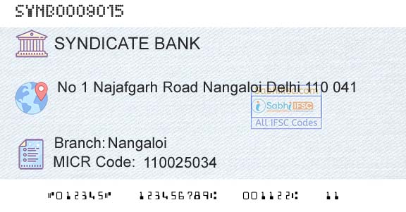 Syndicate Bank NangaloiBranch 