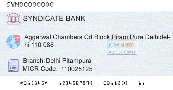 Syndicate Bank Delhi PitampuraBranch 