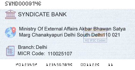 Syndicate Bank DelhiBranch 