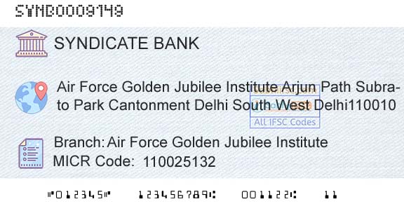 Syndicate Bank Air Force Golden Jubilee InstituteBranch 