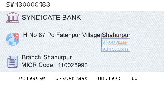 Syndicate Bank ShahurpurBranch 