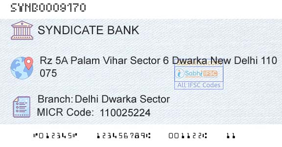 Syndicate Bank Delhi Dwarka SectorBranch 