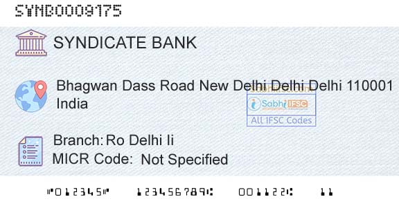 Syndicate Bank Ro Delhi IiBranch 