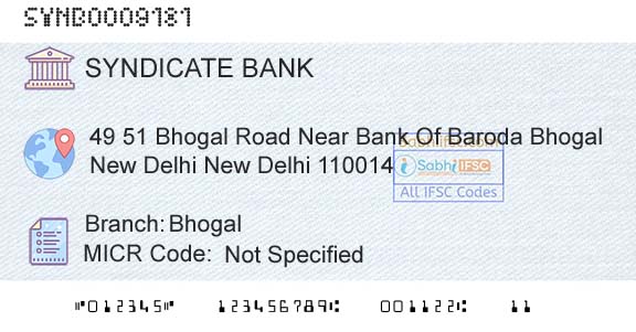 Syndicate Bank BhogalBranch 