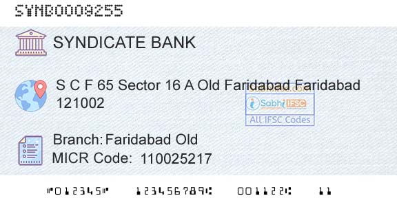 Syndicate Bank Faridabad OldBranch 