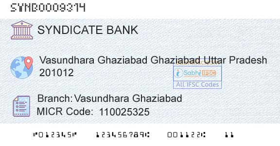 Syndicate Bank Vasundhara GhaziabadBranch 