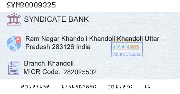 Syndicate Bank KhandoliBranch 