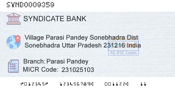 Syndicate Bank Parasi PandeyBranch 