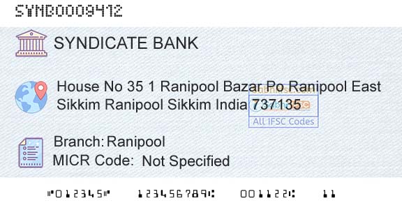 Syndicate Bank RanipoolBranch 
