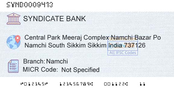 Syndicate Bank NamchiBranch 
