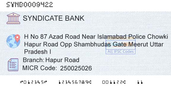 Syndicate Bank Hapur RoadBranch 