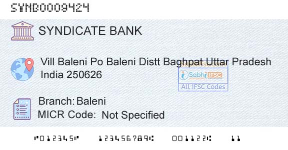 Syndicate Bank BaleniBranch 