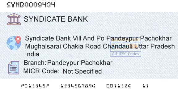 Syndicate Bank Pandeypur PachokharBranch 
