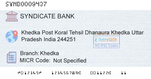 Syndicate Bank KhedkaBranch 