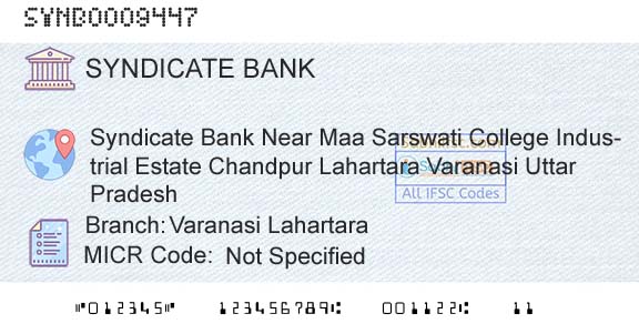 Syndicate Bank Varanasi LahartaraBranch 