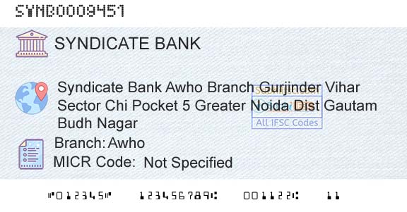 Syndicate Bank AwhoBranch 