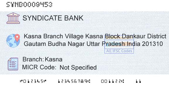 Syndicate Bank KasnaBranch 