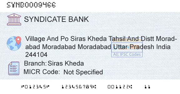 Syndicate Bank Siras KhedaBranch 