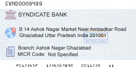 Syndicate Bank Ashok Nagar GhaziabadBranch 