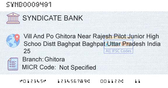 Syndicate Bank GhitoraBranch 