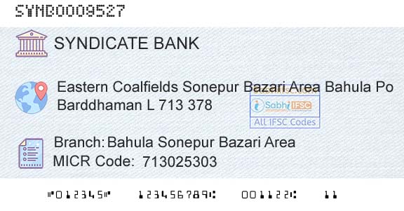 Syndicate Bank Bahula Sonepur Bazari AreaBranch 