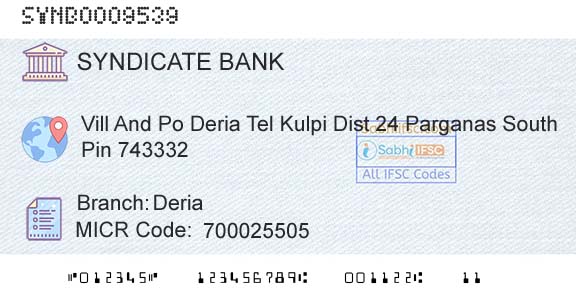 Syndicate Bank DeriaBranch 