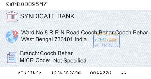 Syndicate Bank Cooch BeharBranch 