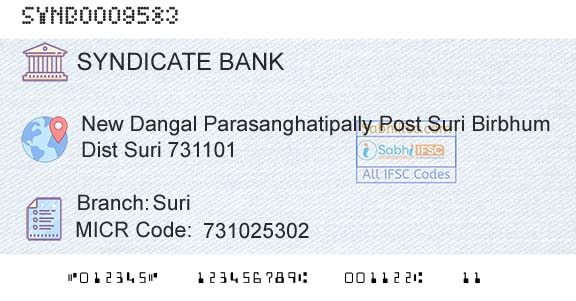 Syndicate Bank SuriBranch 