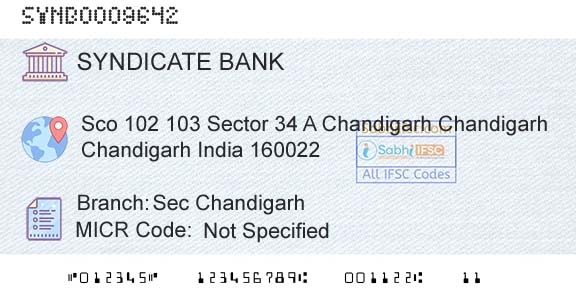 Syndicate Bank Sec ChandigarhBranch 