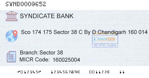 Syndicate Bank Sector 38Branch 