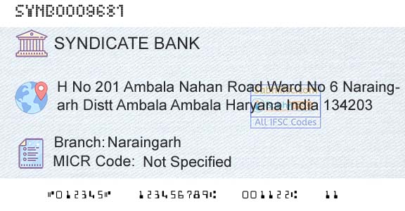 Syndicate Bank NaraingarhBranch 