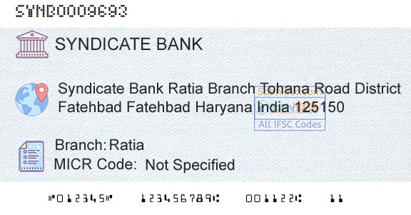 Syndicate Bank RatiaBranch 