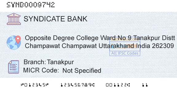 Syndicate Bank TanakpurBranch 