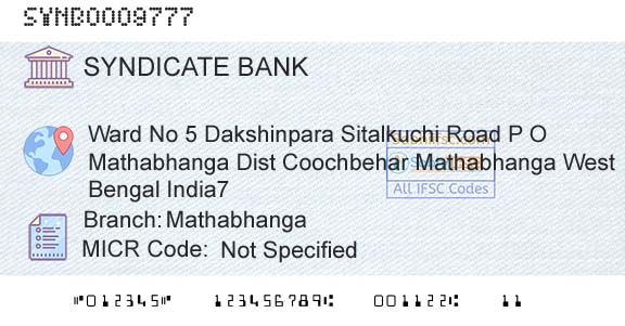 Syndicate Bank MathabhangaBranch 