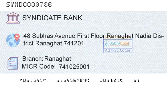 Syndicate Bank RanaghatBranch 