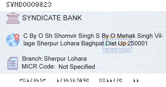 Syndicate Bank Sherpur LoharaBranch 