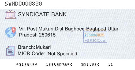 Syndicate Bank MukariBranch 