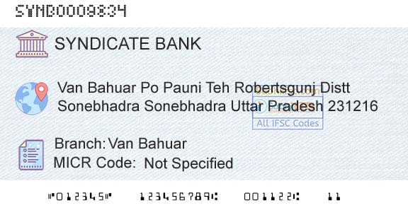 Syndicate Bank Van BahuarBranch 