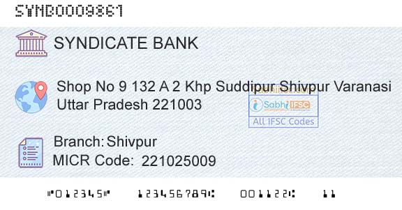 Syndicate Bank ShivpurBranch 