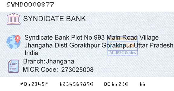 Syndicate Bank JhangahaBranch 